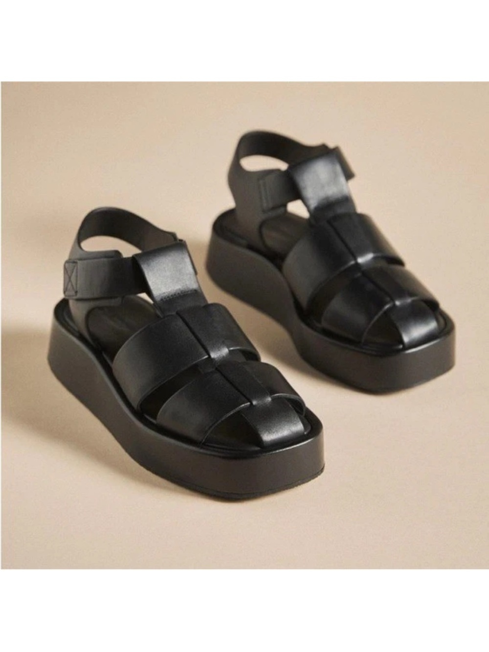 Anthropologie || Pilcro Platform Fisherman Sandals Black 41 Platform Boho